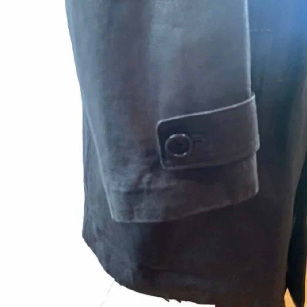LUCIANO Labaratorio Black Leather 3/4 Quilted Button Trench‎ Coat